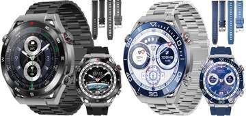 МУЖСКИЕ СМАРТЧАСЫ ГОВОРЯТ ДАВЛЕНИЕ ПОГОДА КОМПАС NFC 3 ремешка 400 мАч