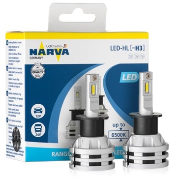 ŻARÓWKI LED H3 NARVA PERFORMANCE 6500K 12V 24V 24W