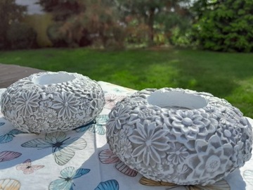 Prezent Ozdoba betonowa Świecznik 2 szt Hand made