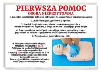 Plakat dydaktyczny pierwsza pomoc BHP 50x36