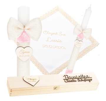 КРЕЩЕННАЯ СВЕЧА + КОРОБКА С ВЫШИВКОЙ КРЕЩЕННАЯ ОДЕЖДА