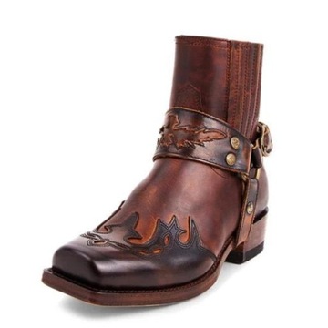 Męskie buty westernowe vintage z haftem