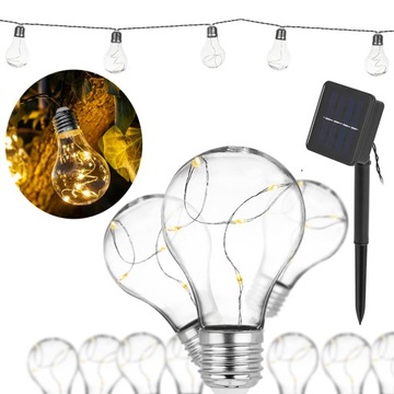 GIRLANDA SOLARNA OGRODOWA LAMPKI SOLARNE 10żar 5m