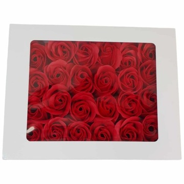 Ароматная цветочная коробка В КОРОБКЕ с 24 КРАСНЫМИ мыльными розами в подарок