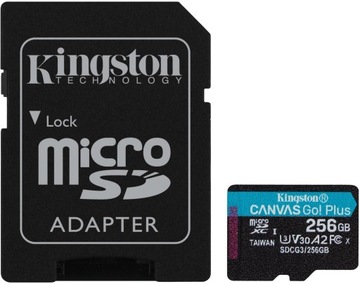 Kingston microSDXC Canvas Go! Plus 256GB 170R A2 U3 V30 Card adapter