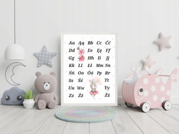 Plakat, alfabet polskie znaki dla dzieci, ramka A4