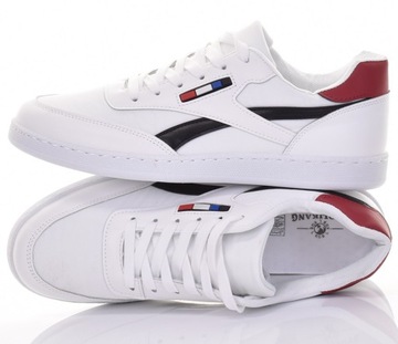 MODNE SPORTOWE BUTY MĘSKIE SKÓRZANE MIEJSKIE SNEAKERSY TRAMPKI