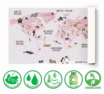 Защитный коврик для стола для девочек - карта мира