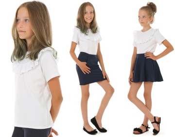 BIAŁA bluzka z falbanką, SZKOŁA - 158