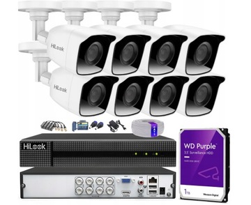 Zestaw Monitoringu 8 Kamer IP 5MPx HiLook 5MPX Zewnętrzny TVI Mocny