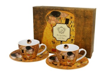 FILIŻANKI ZE SPODKIEM ESPRESSO DUO KLIMT POCAŁUNEK KISS CLASSIC 90 ML X 2 S