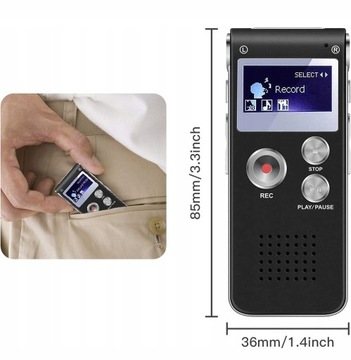 ПОРТАТИВНЫЙ ЦИФРОВОЙ ДИКТОФОН С ОБНАРУЖЕНИЕМ ЗВУКА MP3 8 ГБ ПОЛЬСКОЕ МЕНЮ