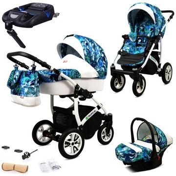 Wózek 4w1 dziecięcy BabyLux Tropical + baza Isofix