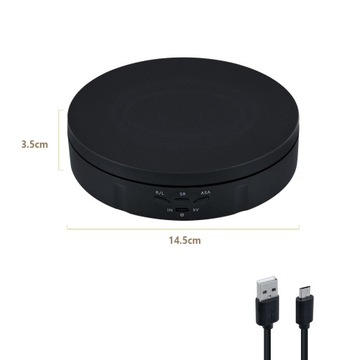 ПОВОРОТНЫЙ СТОЛИК НА 360° ДЛЯ ФОТОГРАФИЙ БЕЗ ЗЕРКАЛА, ЧЕРНЫЙ 14,5 СМ