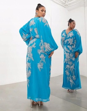 Asos Edition uei cekiny kopertowa zdobiona maxi sukienka 54 NG3