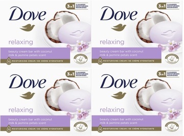 Dove Mydło w Kostce Mleczko Kokosowe & Jaśmin RELAXING ZESTAW 4x90g