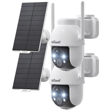KAMERA SOLARNA ZEWNĘTRZNA OBROTOWA WIFI 2K 3MPx WODOODPORNA 4x ZOOM 2szt