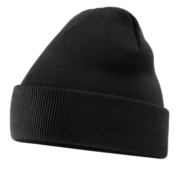 CIEPŁA CZARNA CZAPKA ZIMOWA BEANIE - DWIE WARSTWY