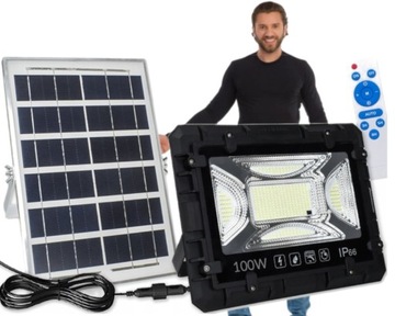 DOBRY HALOGEN NAŚWIETLACZ REFLEKTOR Z OOBNYM PANELEM SOLARNYM 100W 900lm