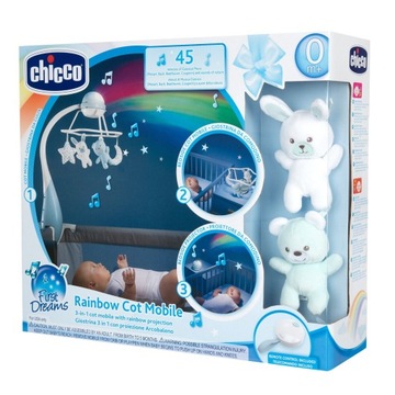 Детская кроватка-карусель CHICCO Rainbow 3в1 Blue First Dreams с пультом дистанционного управления