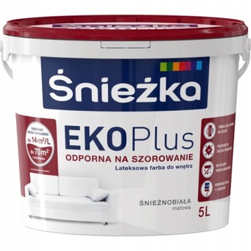 ŚNIEŻKA FARBA LATEKSOWA EKO PLUS ŚNIEŻNOBIAŁA 5L ODPORNA