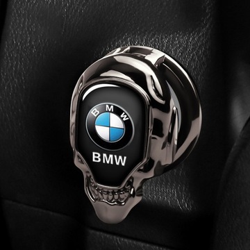 Наклейка старт-стоп в салоне автомобиля BMW с черепом