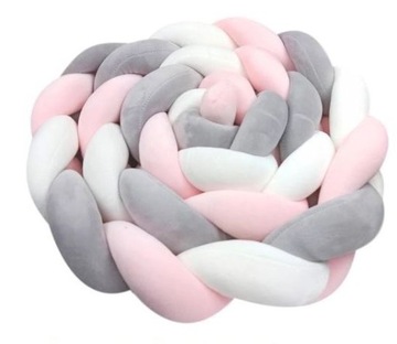 Ochraniacz do łóżeczka warkocz pleciony 3m na szczebelki welur BABY SHOWER