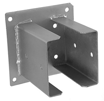 Основание столба оцинкованное, прикрученное к бетону, анкерная ножка 120x120 2,5 мм.