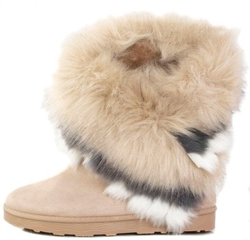 6821 БЕЖЕВЫЕ УТЕПЛЕННЫЕ СНЕЖНЫЕ БОТИНКИ НА МЕХЕ 39