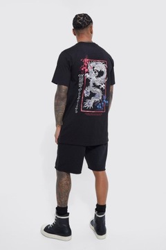 Boohoo czarny bawełniany t-shirt print NG2 pwf S