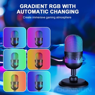 Микрофон для игрового компьютера, поп-фильтр, конденсаторный USB-черный светодиод B5