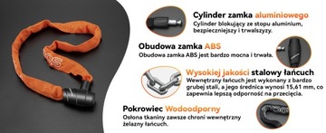 Цепь велосипедного замка ROCKBROS Оранжевая