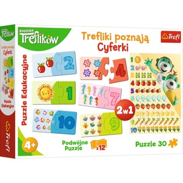TREFL PUZZLE EDUKACYJNE 2 w 1 TREFLIKI POZNAJĄ CYFERKI 30 elementów 4+