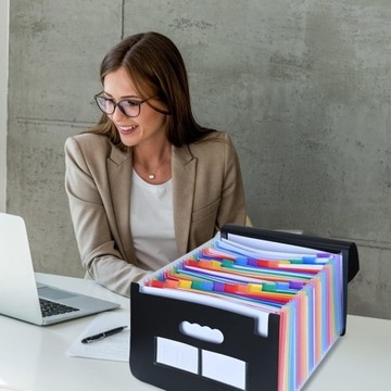 Складная папка для документов с 24 отделениями, вместительная, с КЛАПАНОМ.