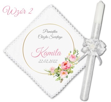 SZATKA I ŚWIECA DO CHRZTU CHRZEST IMIĘ DATA