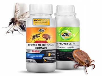 OPRYSK ŚRODEK PŁYN NA KOMARY KLESZCZE MUCHY 250ML + UTRWALACZ NO PEST 250ML