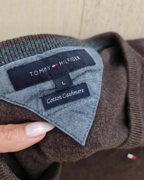 Tommy Hilfiger Cotton Cashmere L sweter brązowy męski