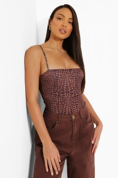 BOOHOO 9GM BRĄZOWE BODY NA RAMIĄCZKACH ŻYRAFA R. M