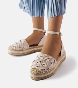 Beżowe espadryle damskie buty sandały 41