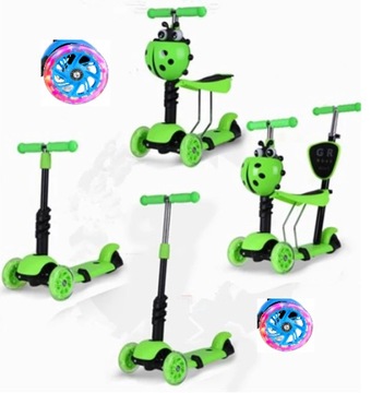 ТРЕХКОЛЕСНЫЙ БАЛАНСИРОВАННЫЙ СКУТЕР LED 5IN1 BIEDRONKA СВЕТЯЩИЕСЯ РУЧКИ КОЛЕС