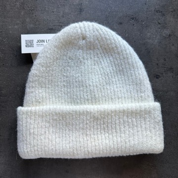 ZARA Czapka Beanie Wełna Ecru