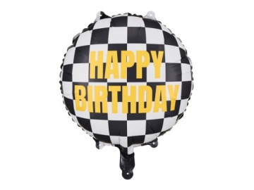Повітряна кулька фольгована Шахівниця Happy Birthday, 45 см, мікс