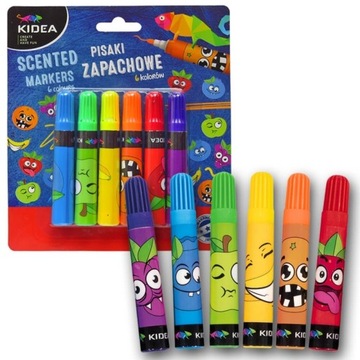 PISAKI FLAMASTRY ZAPACHOWE 6 kolorów - KIDEA