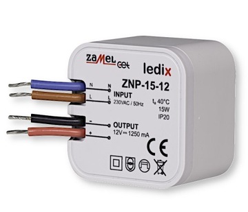 Zasilacz dopuszkowy 12V 15W ZAMEL ZNP-15-12