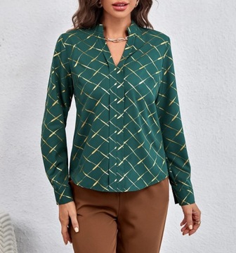 ЭЛЕГАНТНАЯ МОДНАЯ ЖЕНСКАЯ БЛУЗКА, РУБАШКА, ПРИНТ XL