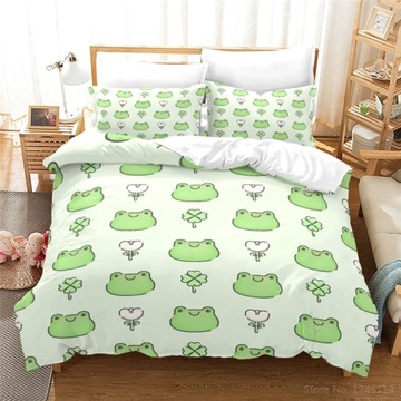 ZESTAW POŚCIELI Z WZOREM ŻABY 3D CUTE KRESKÓWKA ZESTAW KOŁDRA ZWIERZĘTA