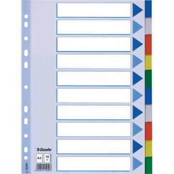 Przekładki plastikowe numeryczne z PP A4 10 kart 1-10 15261 ESSELTE
