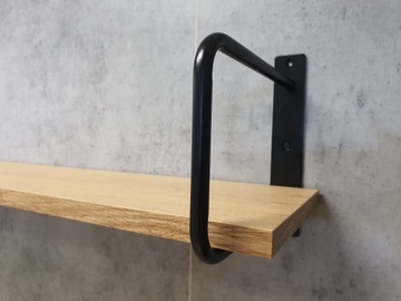 БЕЛТ-80 Полка подвесная лофт, черный, дубовая доска, 80 СМ