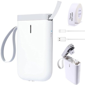 МИНИ-ПЕРЕЗАРЯЖАЕМЫЙ САМОКЛЕЯЩИЙСЯ ПРИНТЕР ДЛЯ ТЕРМАЛЬНЫХ ЭТИКЕТ D11, БЕЛЫЙ USB