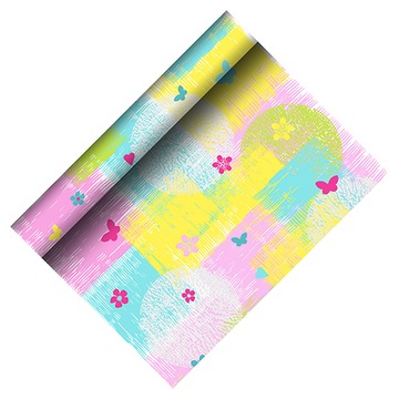 Bieżnik papierowy na stół imitujący tkaninę w KWIATY wielokolorowy 40cm 3m